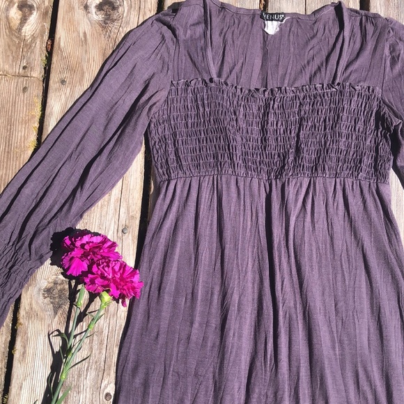 Boho grey crinkle dress - Picture 2 of 7